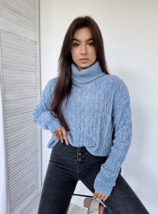 Sweter szenilowy TULI niebieski