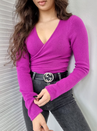 Sweter kopertowy MERINO różowy