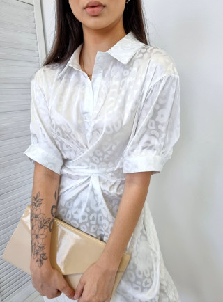 Sukienka koszulowa  satyna PANTHER biała
