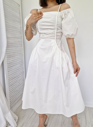 Sukienka bufki DIVALIO biała