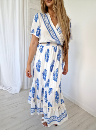 Sukienka bawełniana midi BELLI niebieska