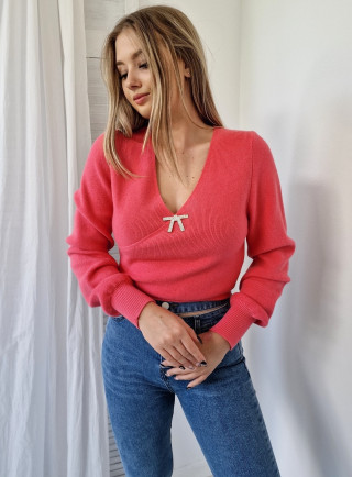Sweter przypinka JOLI różowy