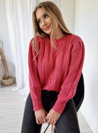 Sweter pleciony SASHA różowy