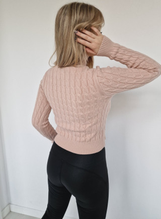 Sweter półgolf z dodatkiem wełny TRISH różowy