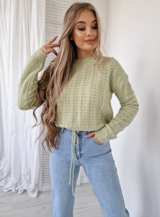 Sweter ażurowy KENIA zielony
