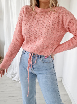 Sweter ażurowy KENIA różowy