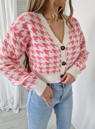 Sweter w pepitkę ROSSA różowy