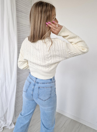 Sweter z guzikami SHELBY biały