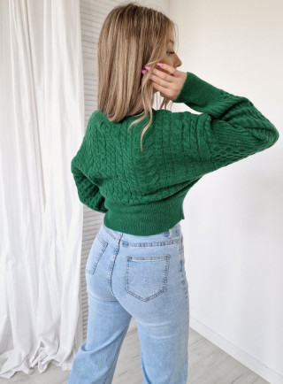 Sweter z guzikami SHELBY zielony