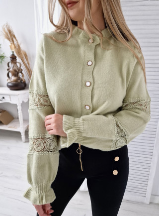Sweter na guziki HOLI zielony
