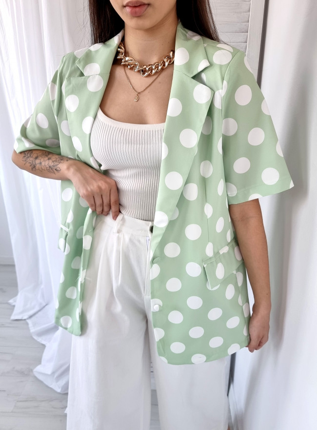 Marynarka oversize grochy CONFIDENT jasno zielona