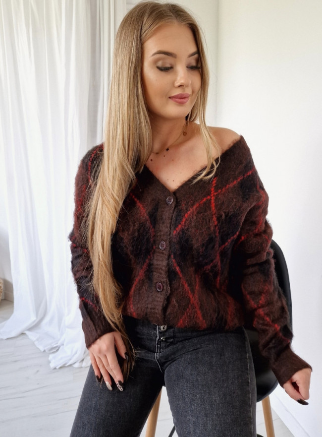 Sweter krata OLENA czarny